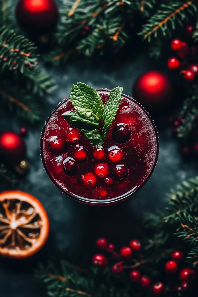 Sparkling Cranberry Holiday Punch with Mint Garnish