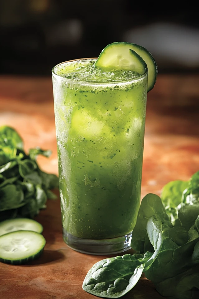 Green Power Juice: Spinach, Kale, and Cucumber Revitalization